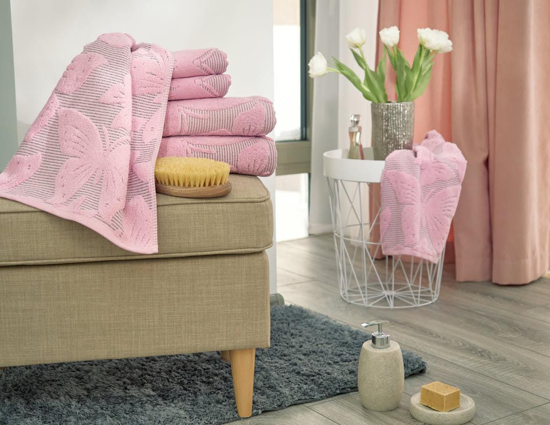 Полотенце махровое Guten Morgen Butterfly pink бабочки розовый 70х130