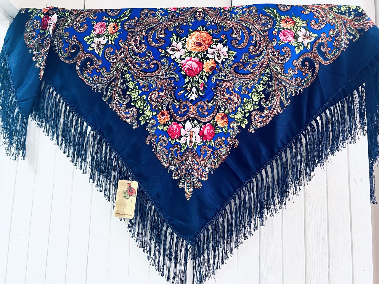 

Платок женский Платочная мануфактура С120120 синий, 120x120 см, С120120