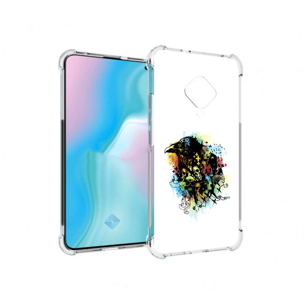 

Чехол MyPads Tocco для Vivo S5 ворон и черепа (PT226962.406.273), Прозрачный, Tocco