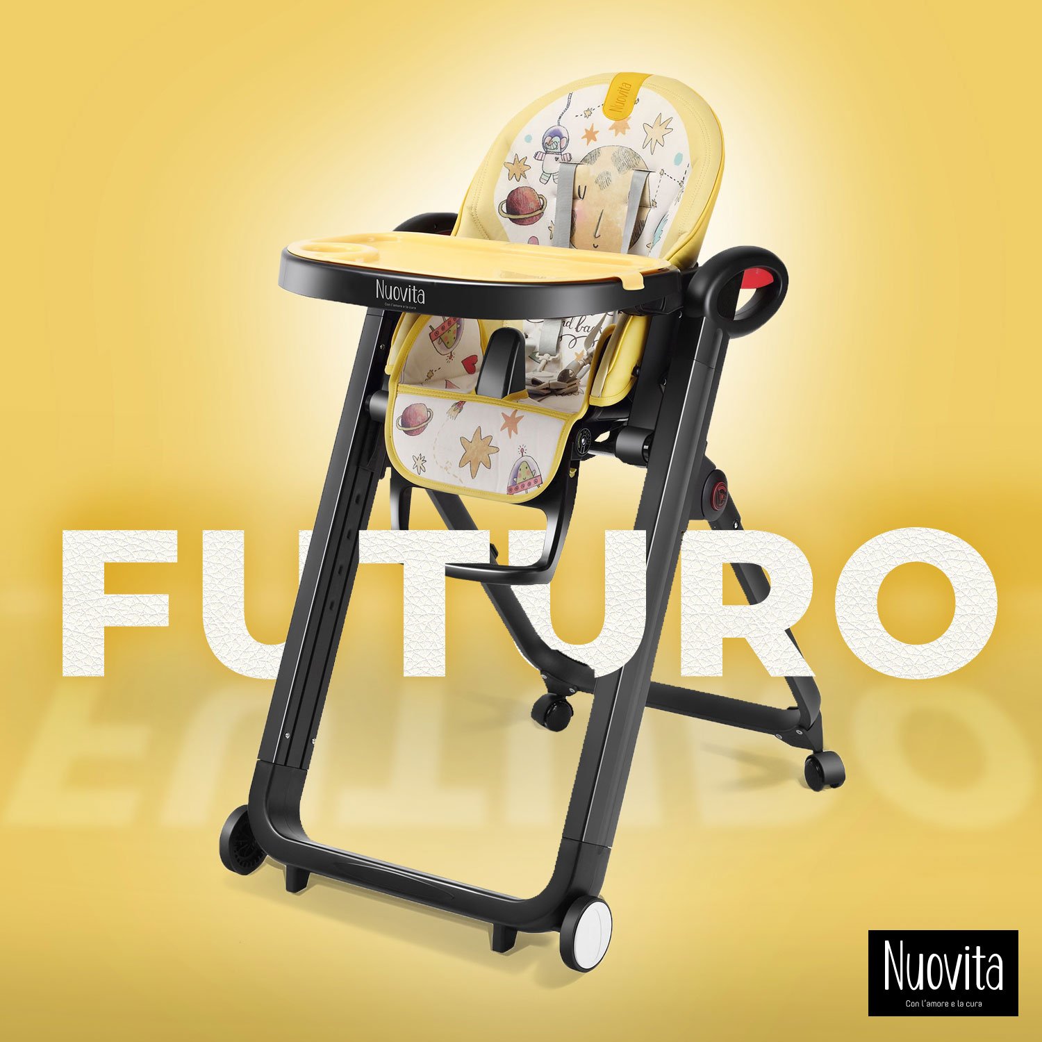 Стульчик для кормления Nuovita Futuro Nero (Cosmo giallo/Желтый космос)