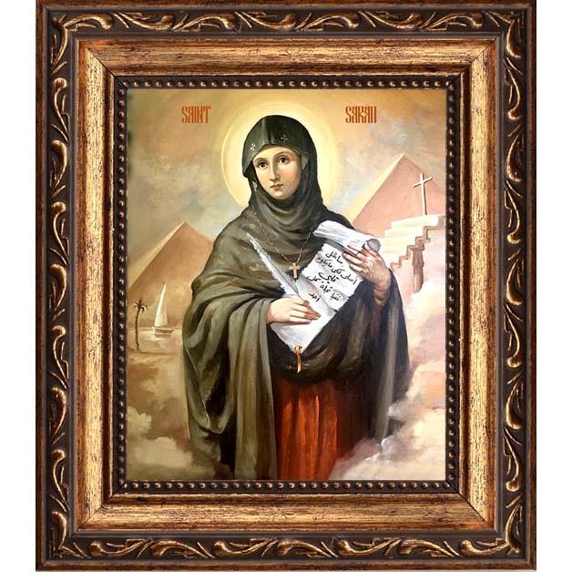 

Сарра Ливийская, Египетская, дева, преподобная отшельница. Икона на холсте.