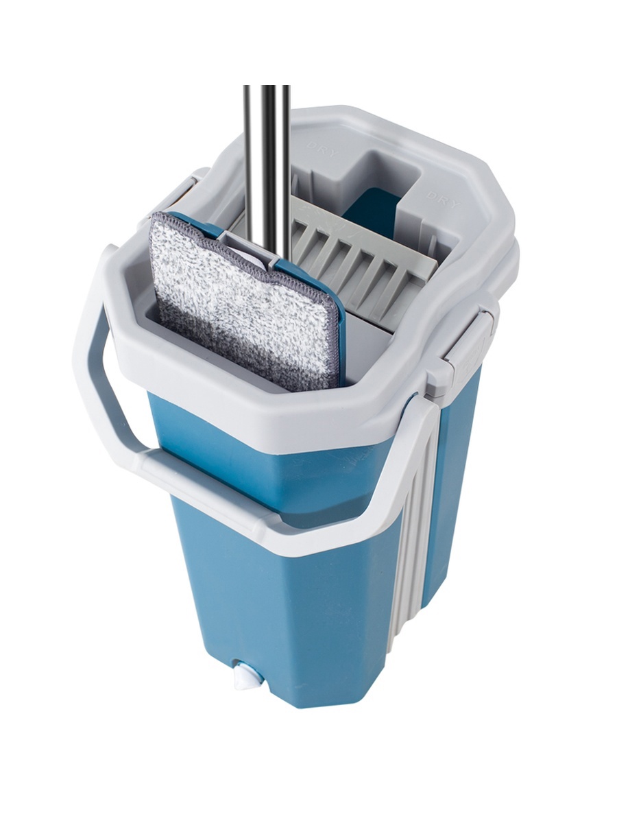 фото Швабра с отжимом и ведром scratch cleaning mop, синий nobrand