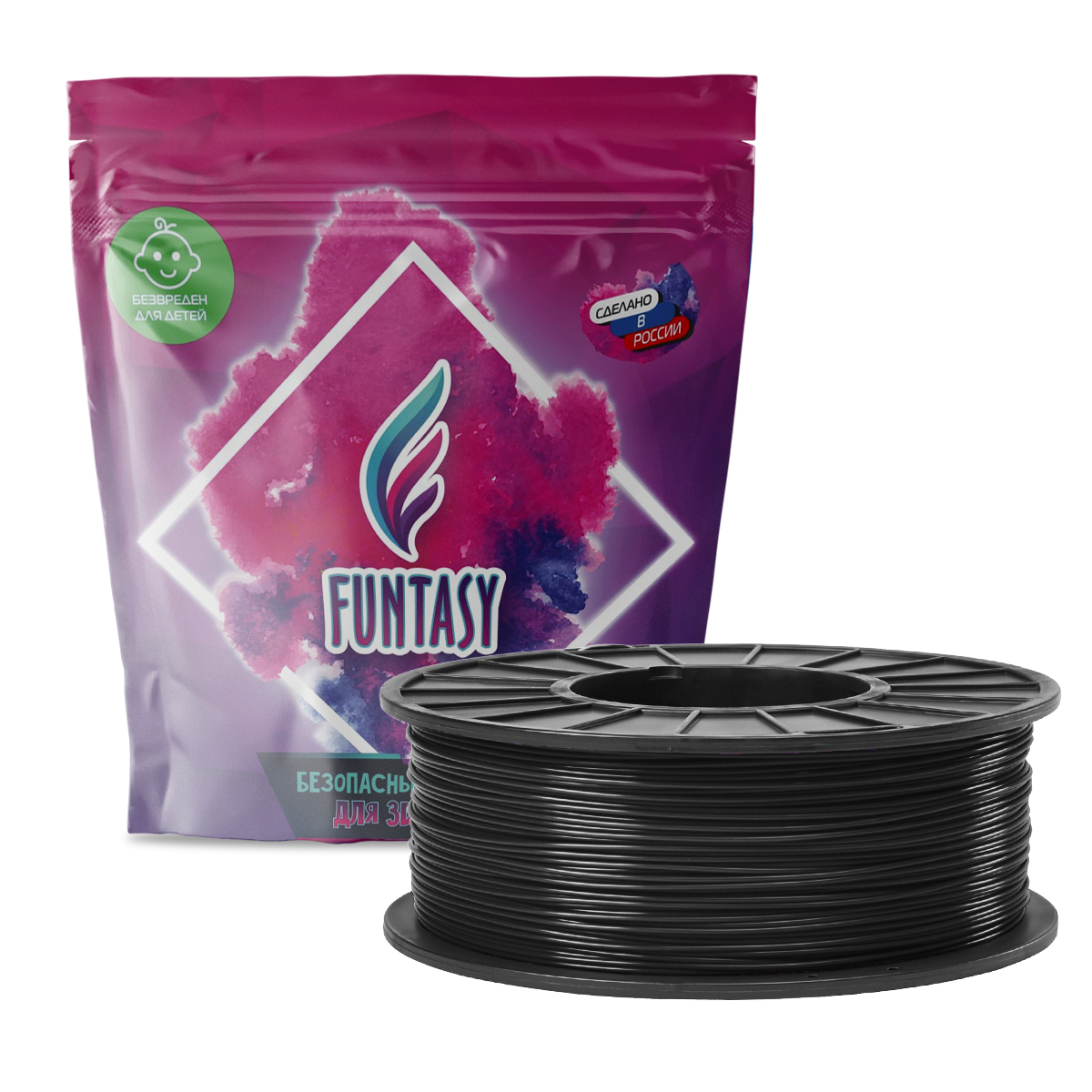 

Пластик в катушке Funtasy (PLA,1.75 мм,1 кг), цвет Черный, PLA-1KG