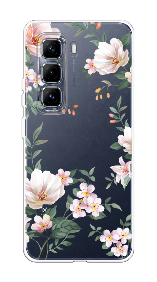 

Чехол на Infinix Hot 50 Pro Plus Beautiful white flowers, Бежевый;зеленый, 3107050-1