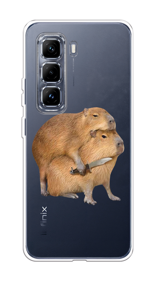 

Чехол на Infinix Hot 50 Pro Plus Капибара с ножом, Бежевый, 3107050-1