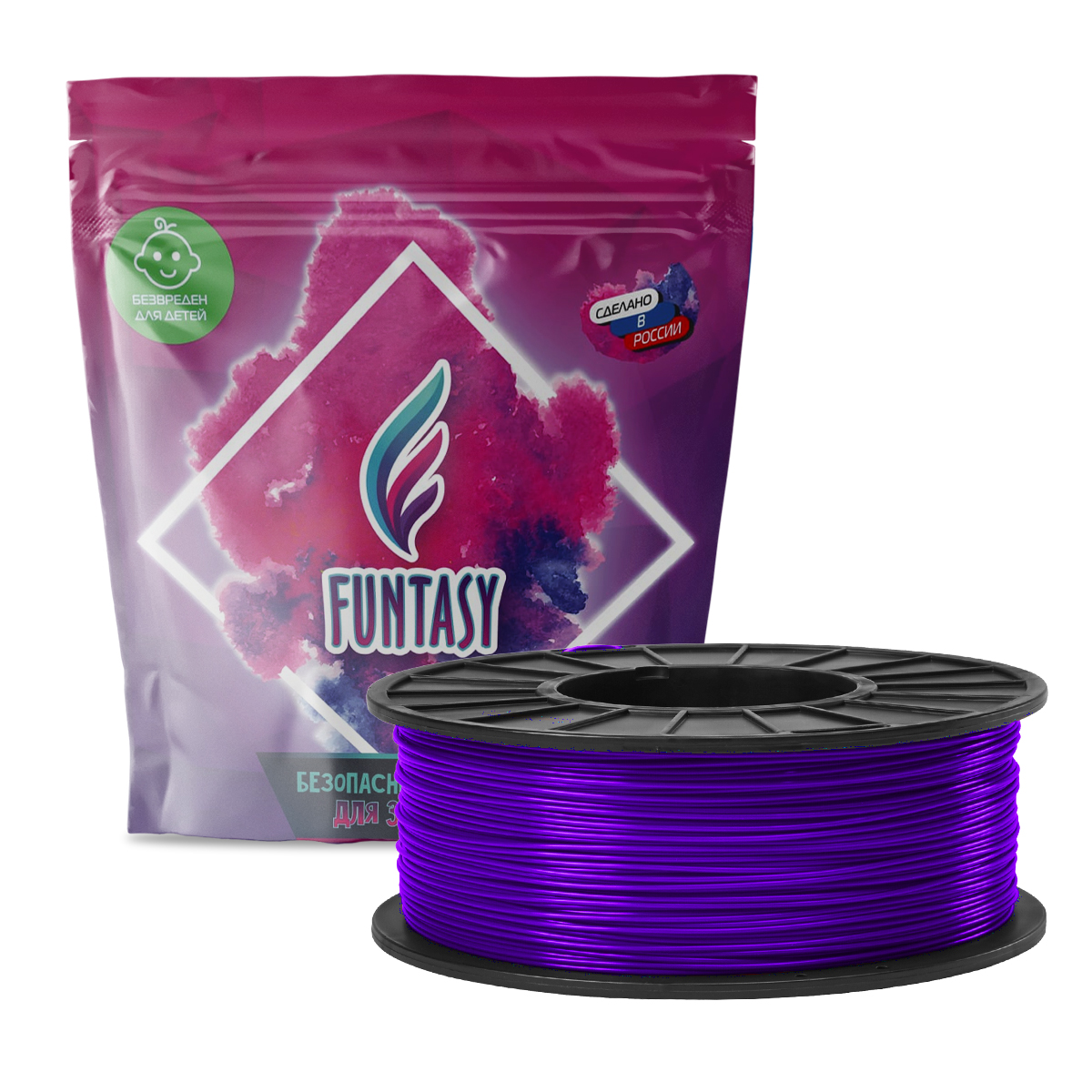 Пластик в катушке Funtasy (PLA,1.75 мм,1 кг), цвет Фиолетовый