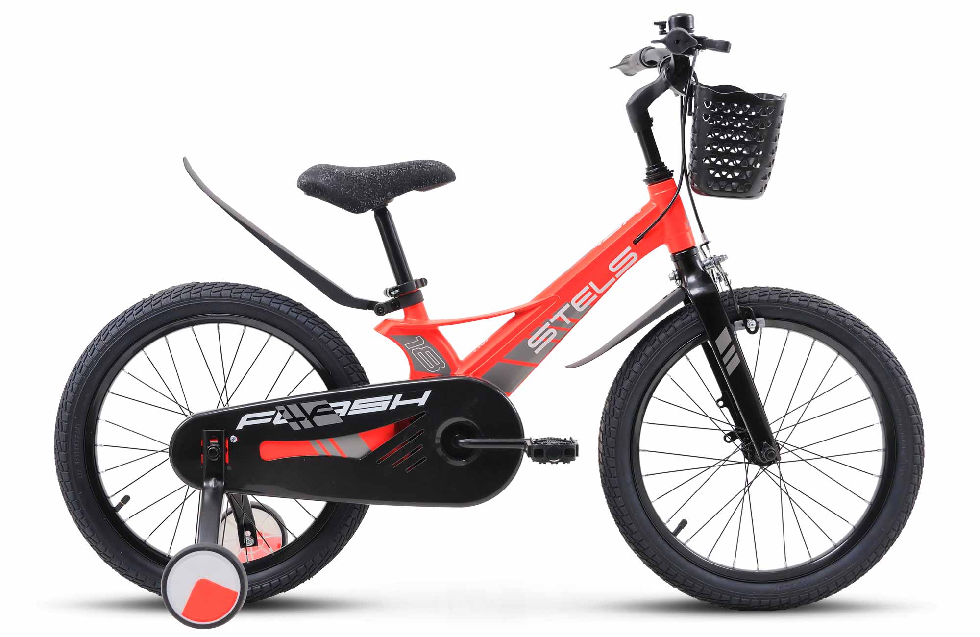 Детский велосипед STELS Flash KR 18 Z010 91 Красный, с дополнительными колесами велосипед детский двухколесный stels 16 jet z010