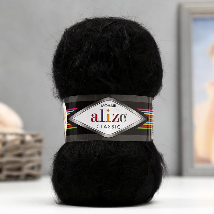 

Пряжа "Mohair classic" 25% мохер, 24% шерсть, 51% акрил 200м/100гр (60 черный)
