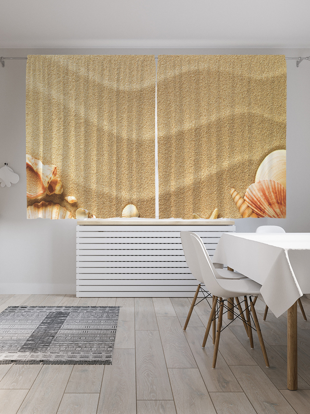 

Шторы JoyArty с фотопечатью "Волны на песке" из сатена, 290х180 см, Волны на песке