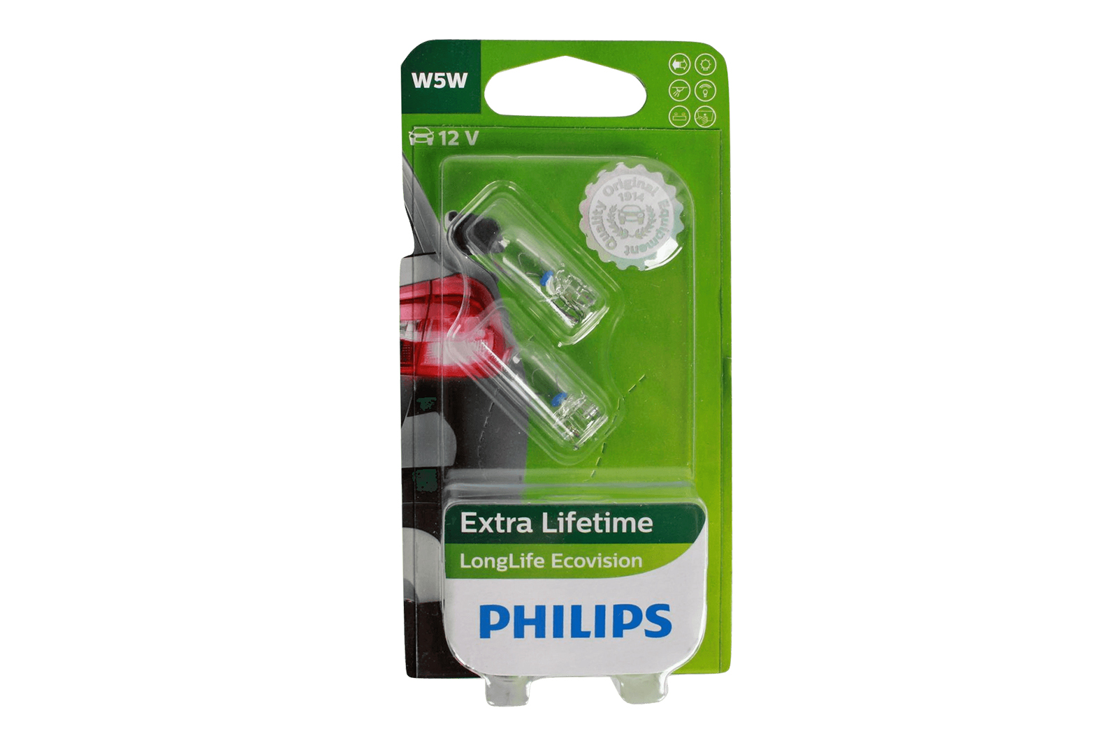 

Лампа 12V W5W PHILIPS LONG LIFE ECO VISION бесцокольная блистер 2шт комплект