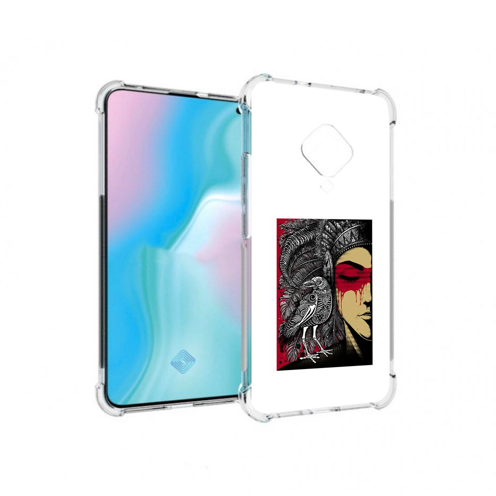 

Чехол MyPads Tocco для Vivo S5 девушка с вороном в абстракции (PT226962.406.311), Прозрачный, Tocco