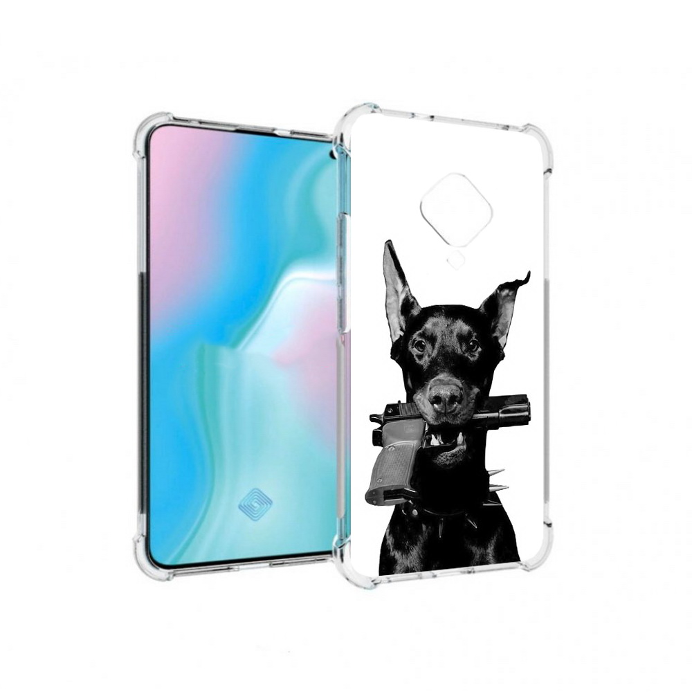 

Чехол MyPads Tocco для Vivo S5 доберман с пистолетом (PT226962.406.331), Прозрачный, Tocco