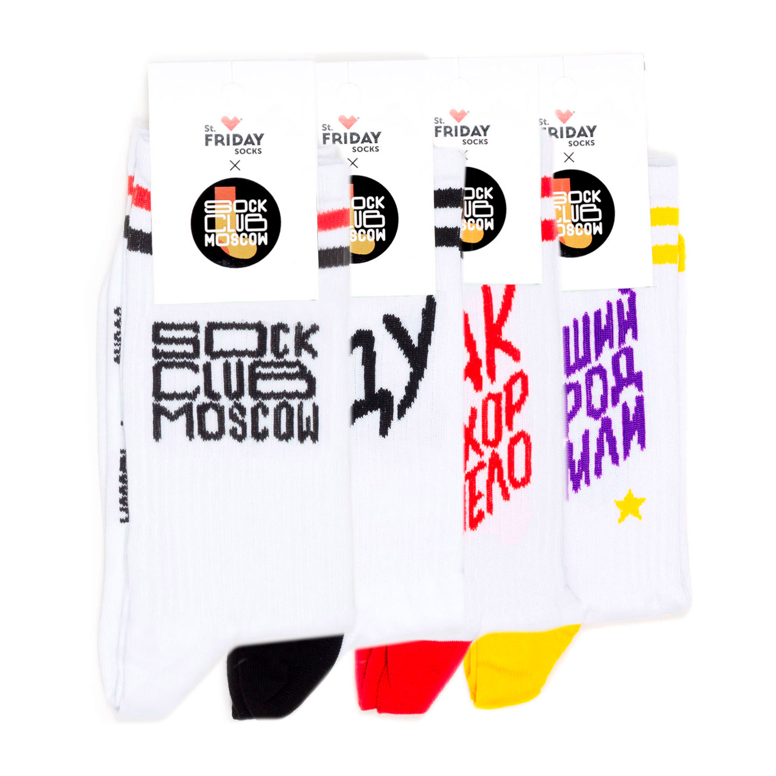 

Комплект носков унисекс St. Friday Socks Надписи белый/черный/красный 34-37, Надписи