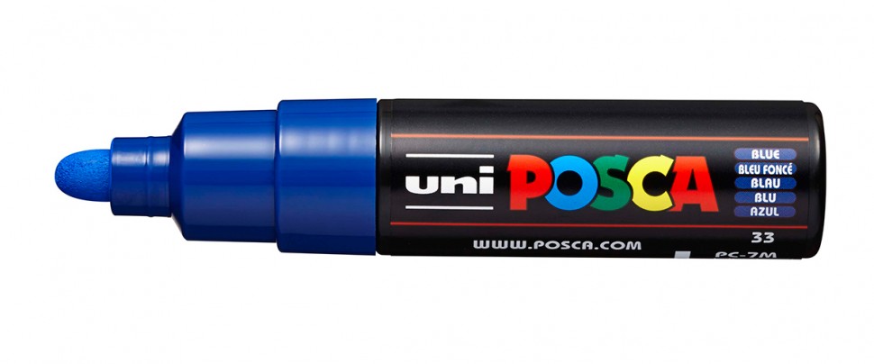 

Маркер Uni POSCA PC-7M 4,5-5,5мм овальный (синий (blue) 33), PC-7M