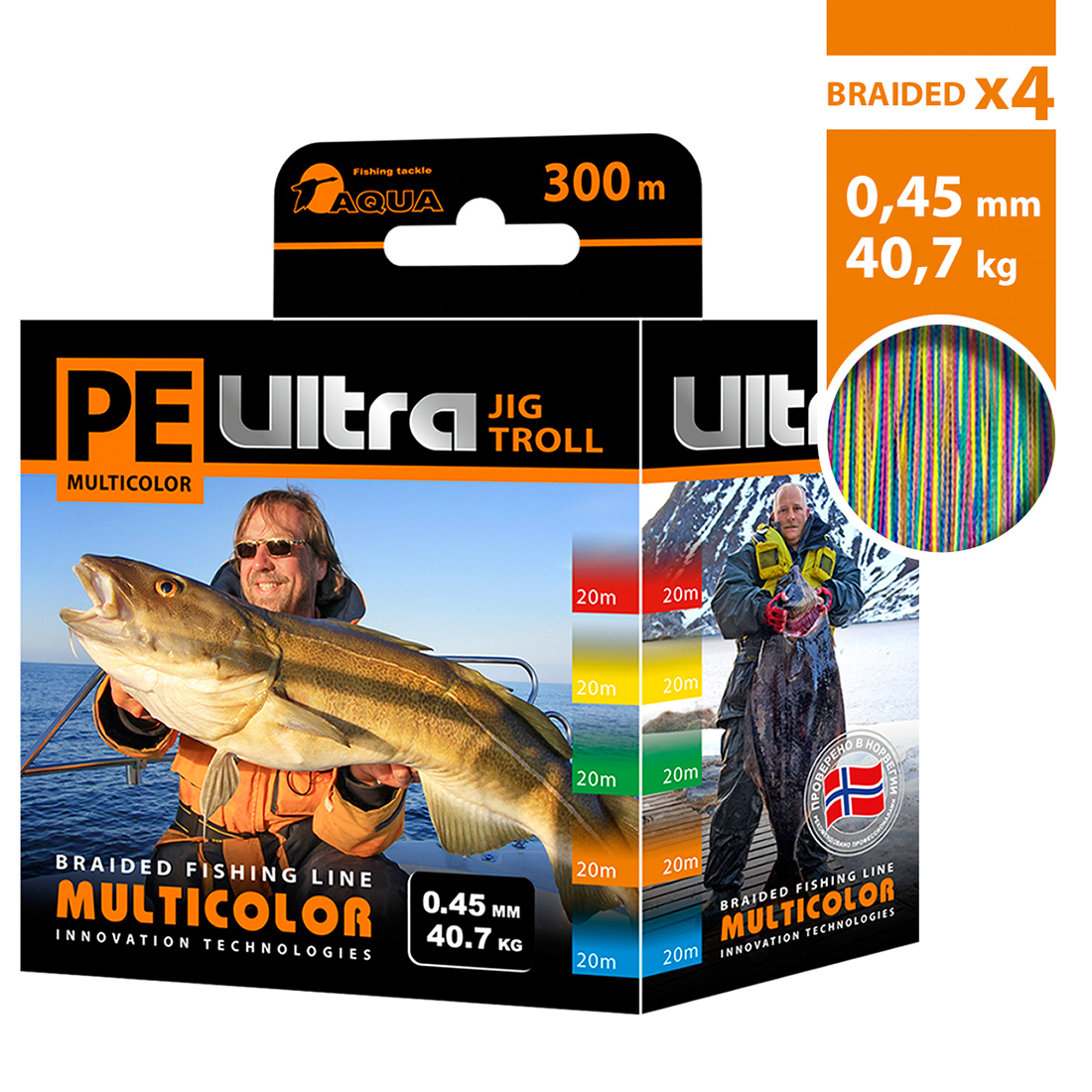 

Плетеный шнур AQUA PE ULTRA MULTICOLOR JIG TROLL (20) 0,45mm 300m, мультиколор, 40,70kg, Разноцветный, PE ULTRA MULTICOLOR JIG TROLL