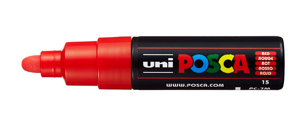 Маркер Uni POSCA PC-7M 4,5-5,5мм овальный (красный (red) 15)
