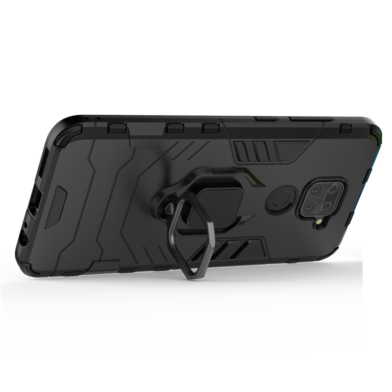 фото Противоударный чехол с кольцом panther case для xiaomi redmi note 9 (черный) black panther