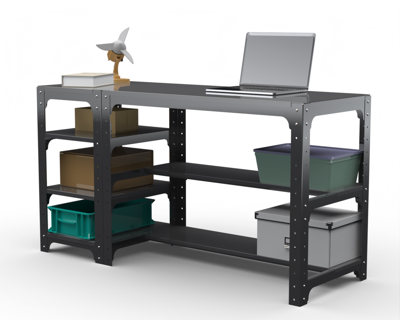 

Стол металлический Metalex 201399 KIT 750х1600х400 с боковыми полками, серый