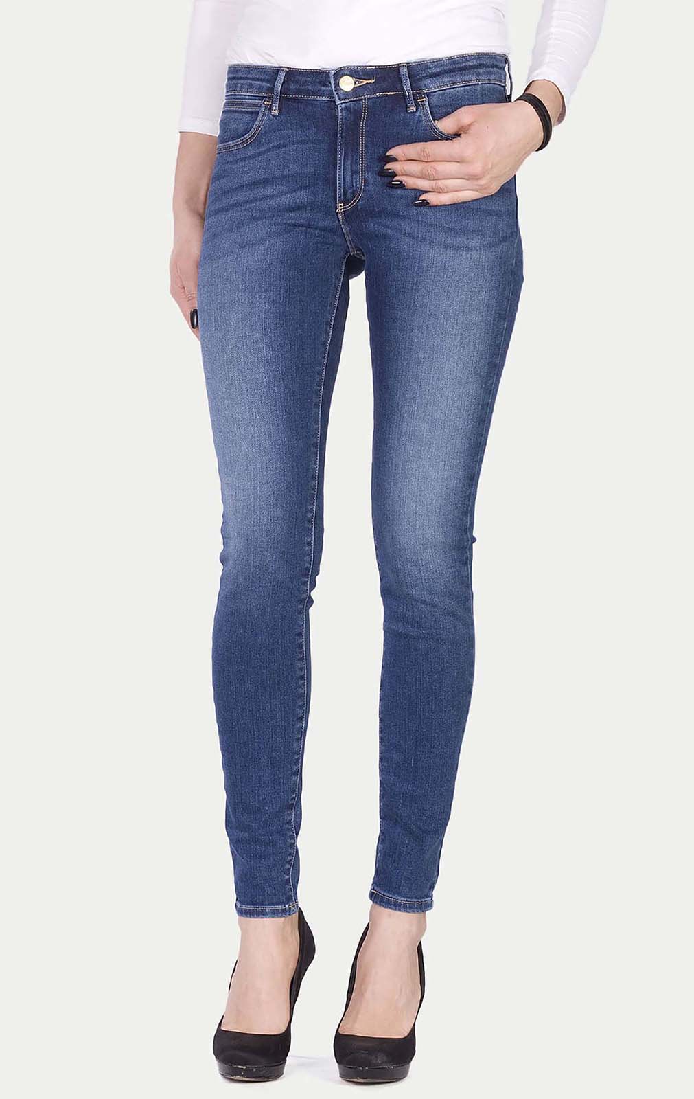 фото Джинсы женские wrangler women skinny authentic jeans синие 26/30