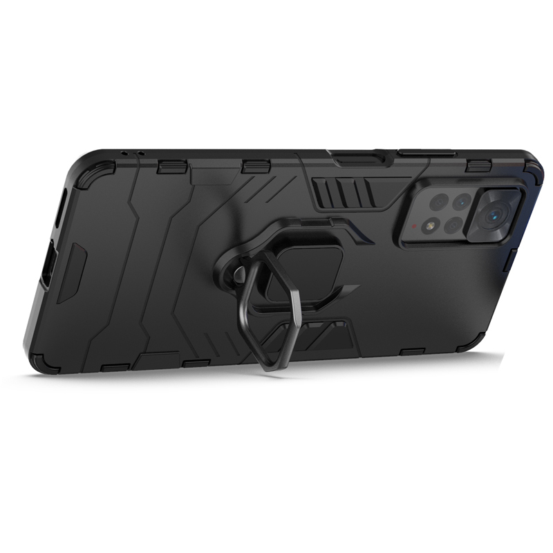 фото Противоударный чехол с кольцом panther case для xiaomi redmi note 11 pro 5g (черный) black panther