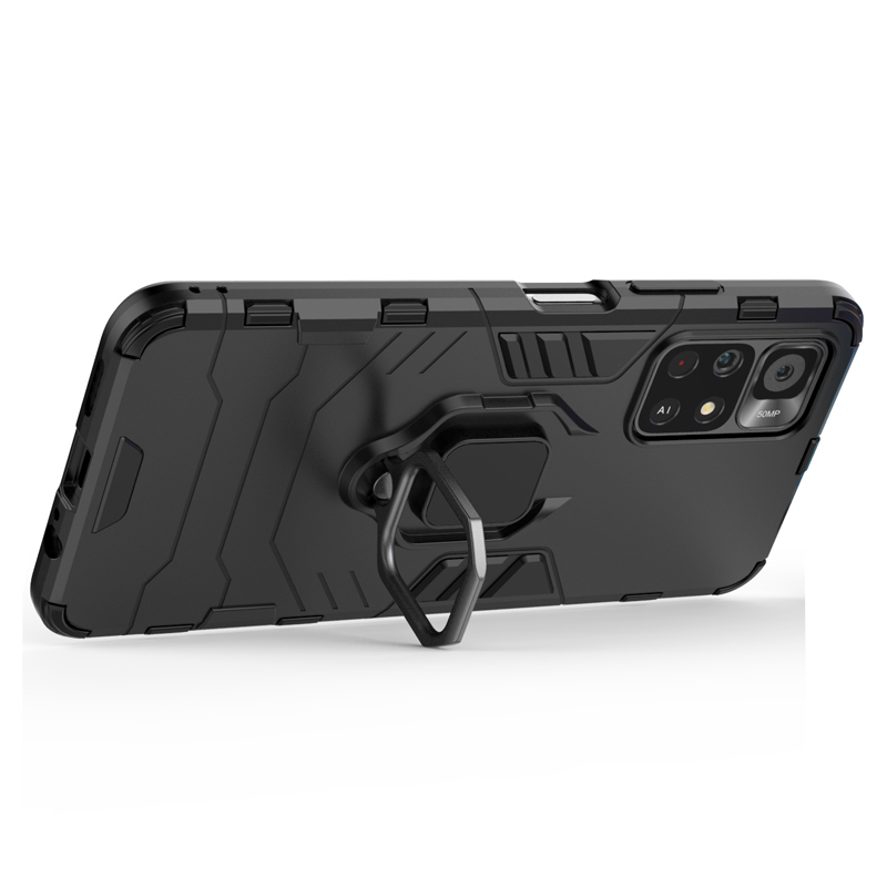 фото Противоударный чехол с кольцом panther case для xiaomi poco m4 pro 5g (черный) black panther