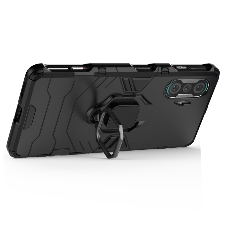 фото Противоударный чехол с кольцом panther case для xiaomi poco f3 gt (черный) black panther