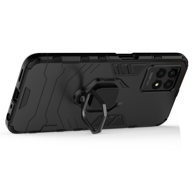 фото Противоударный чехол с кольцом panther case для realme 8i (черный) black panther