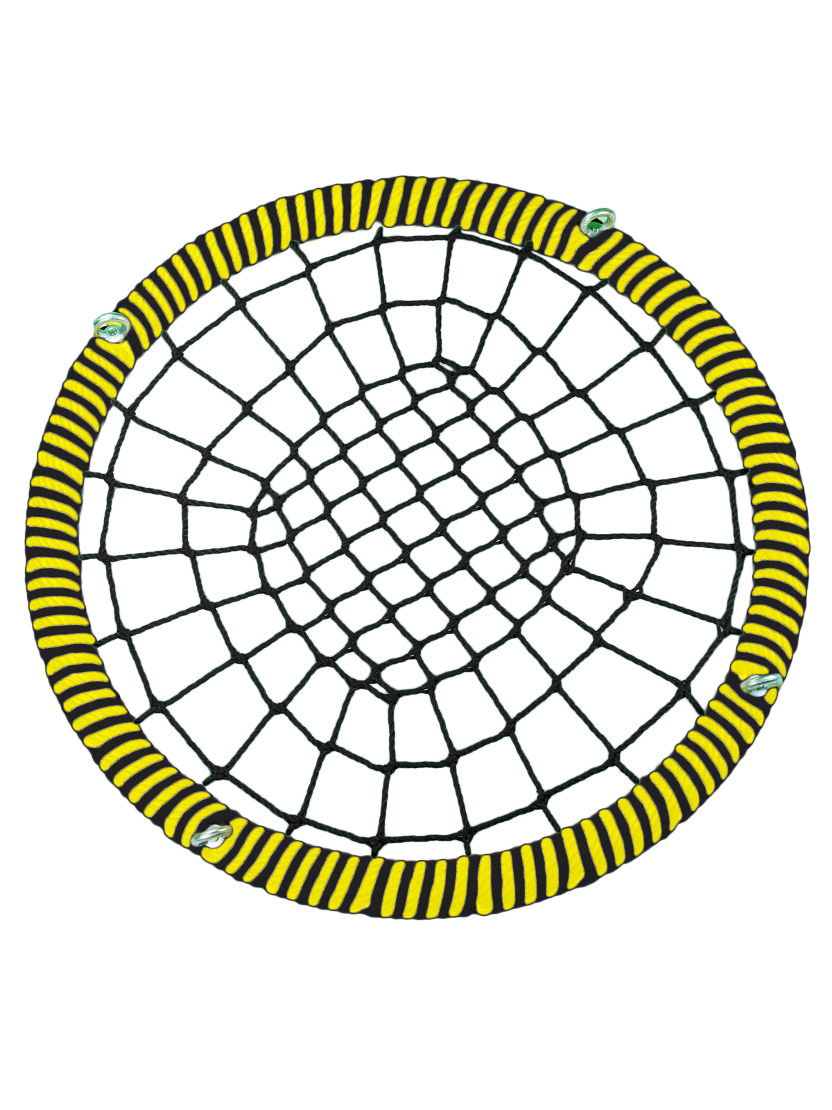 

Качели-гнездо JINN ЦП/РГ/140/102/16/8/Ж/Ч-Ч/КГ 140x140 см черный, желтый, 140 круг 102 обод 16 и 8 канат рымгайки ЦП