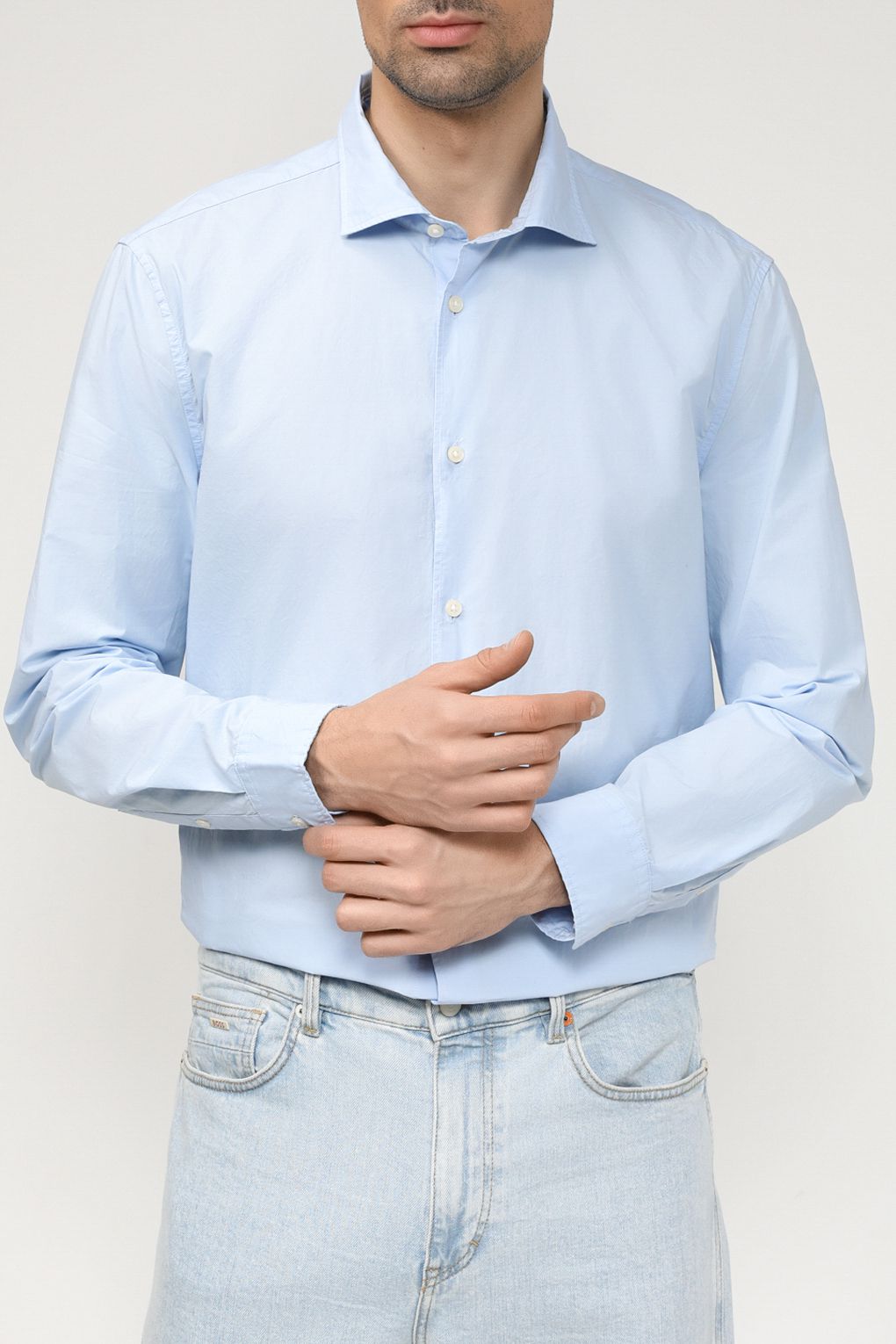 

Рубашка мужская Marc O'Polo 327105142256 голубая 2XL, Голубой, 327105142256