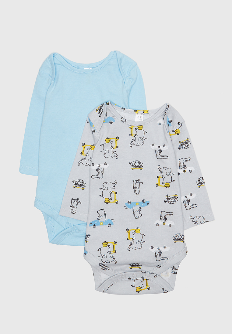 

Боди 2 шт Modis M221K00283T599K44 цв.серый; голубой р.74, M221K00283