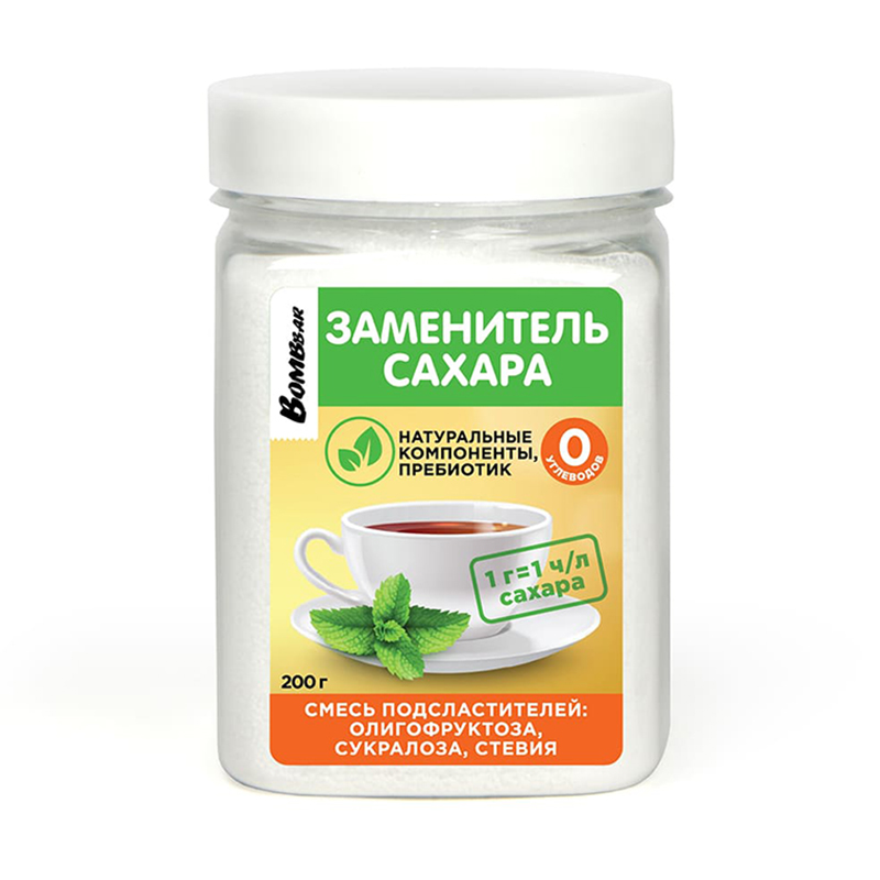

Заменитель сахара Bombbar олигофруктоза, сукралоза, стевия