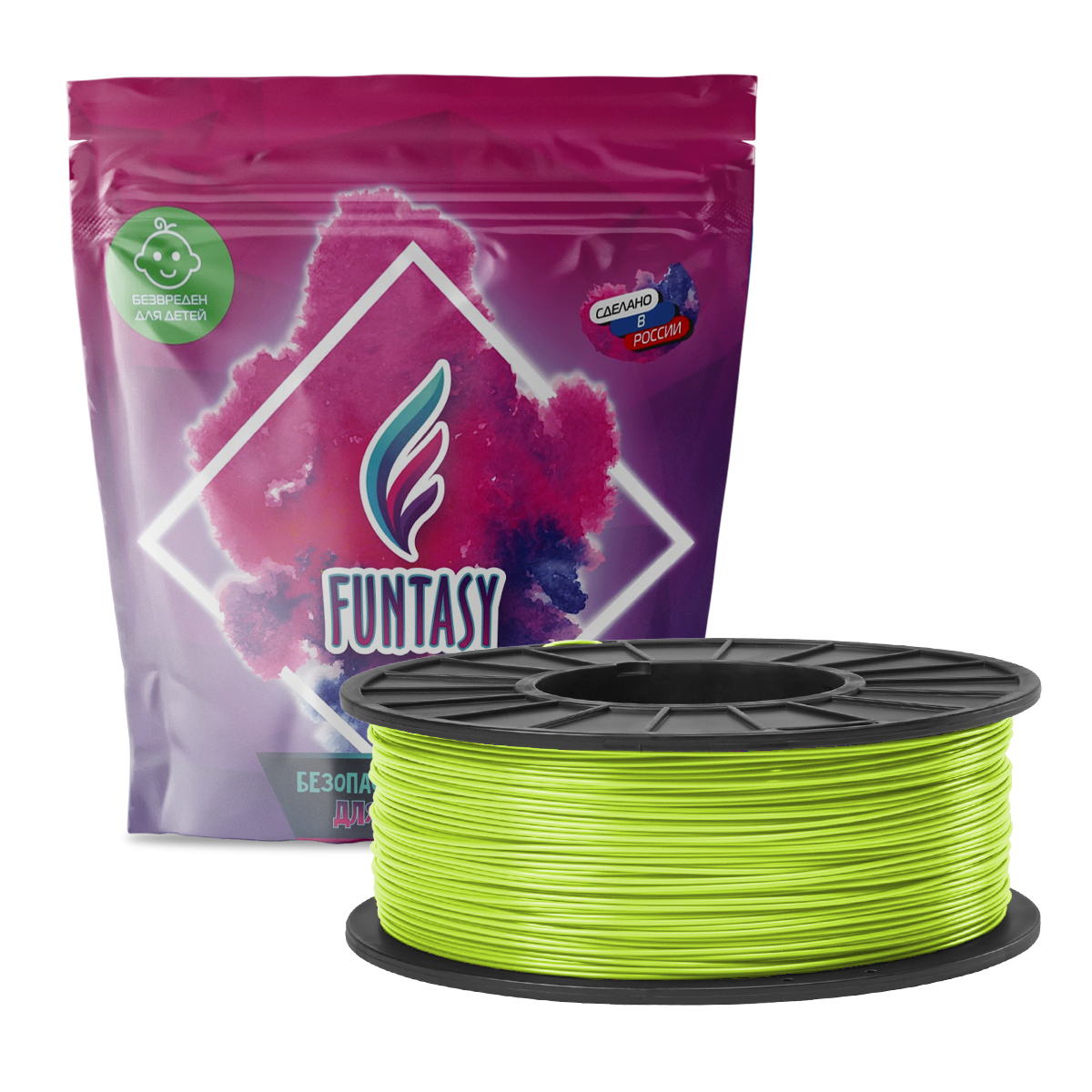 

Пластик в катушке Funtasy (PLA,1.75 мм,1 кг), цвет Салатовый, PLA-1KG