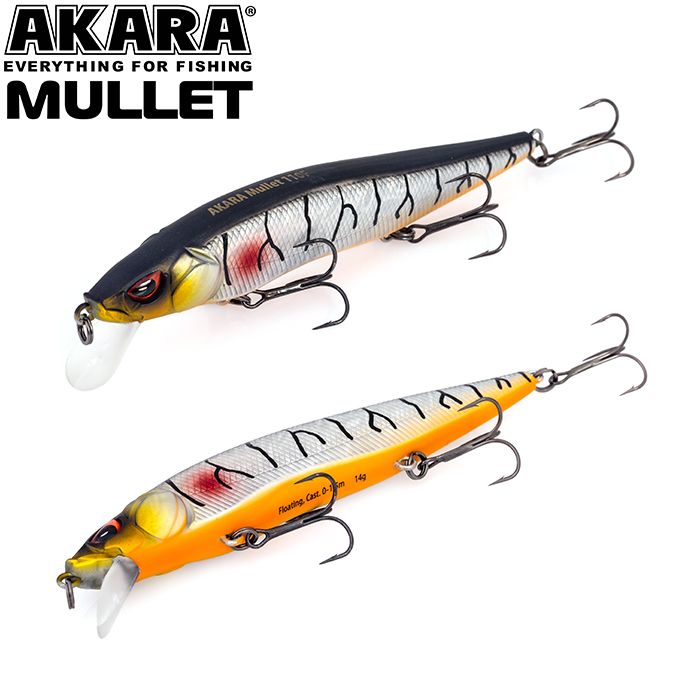 

Воблер Akara Mullet 110F 14 гр 1/2 oz 4,3 in A109, Разноцветный, Mullet
