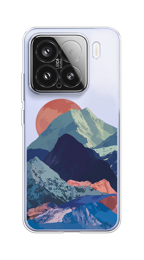 

Чехол на Xiaomi 15 Закат в снежных горах, Бордовый;серый;голубой, 323650-1