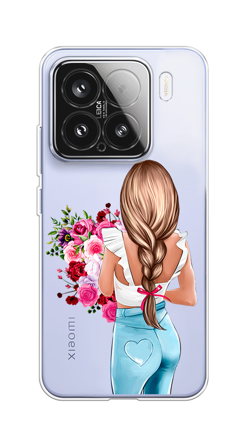 

Чехол на Xiaomi 15 Девушка с цветами, Коричневый;розовый;бирюзовый, 323650-1