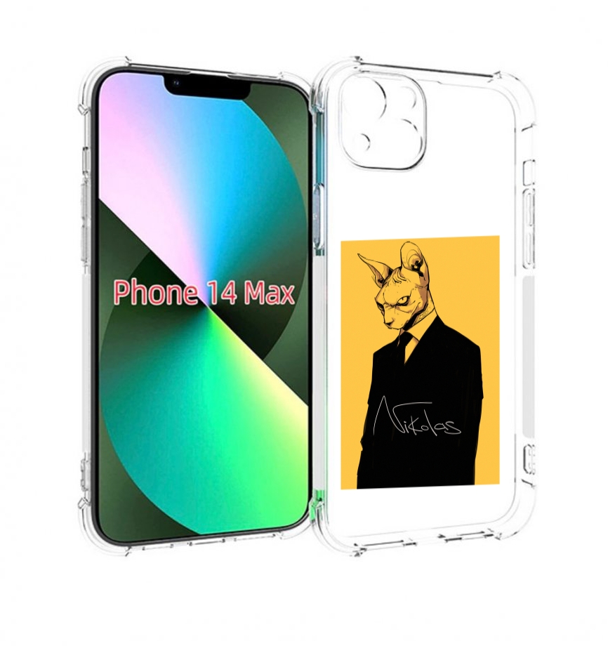 Чехол MyPads кот-в-смокинге-на-желтом-фоне для iPhone 14 Plus (6.7)