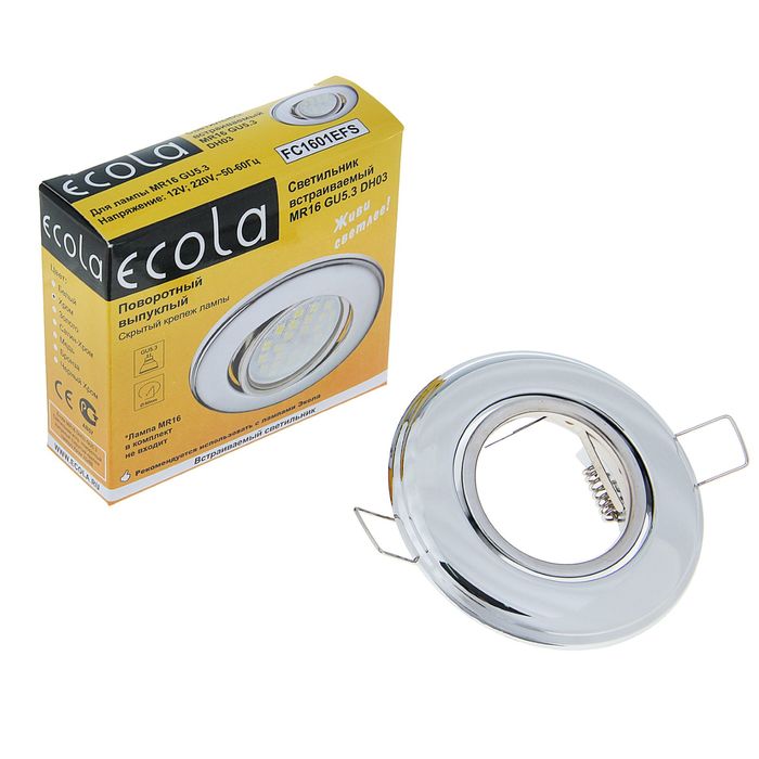 

Светильник встраиваемый Ecola, DH03, MR16, GU5.3, 25x88 мм, поворотный, цвет хром