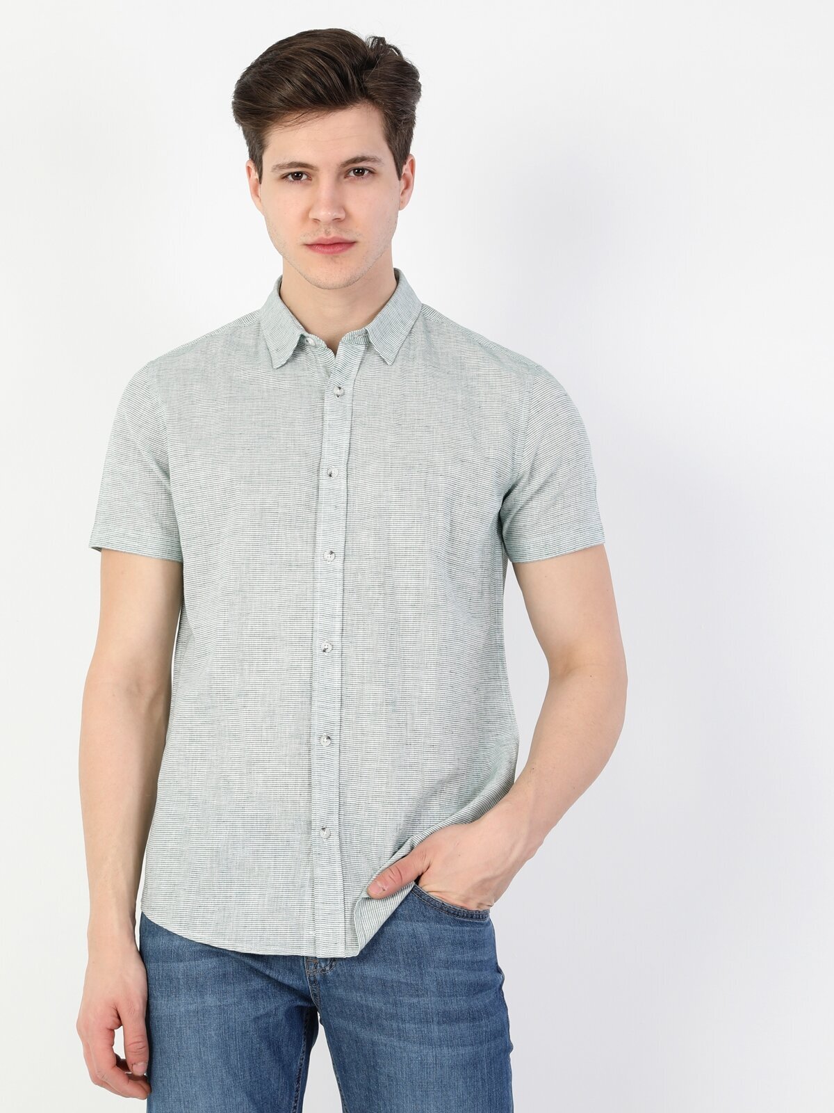 

Рубашка мужская Colins CL1049300_Q1.V1 серая S, Серый, CL1049300_Q1.V1