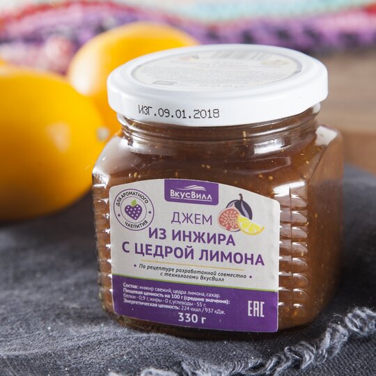 

Джем ВкусВилл инжирный с цедрой лимона 330 г
