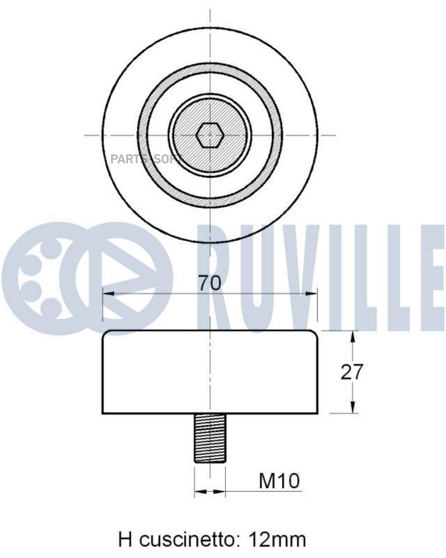 

Ролик Руч.Ремня Hyundai Sonata/Trajet 2.0 Crdi 02- Ruville арт. 541844