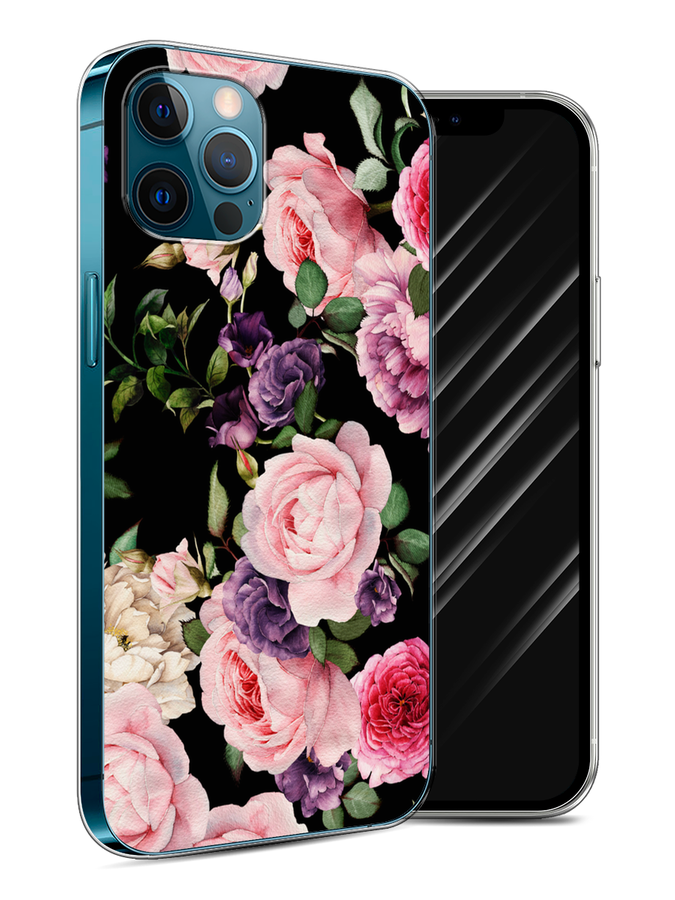 

Чехол Awog на Apple iPhone 12 / Айфон 12 "Пионы на черном", Разноцветный, 12550-8