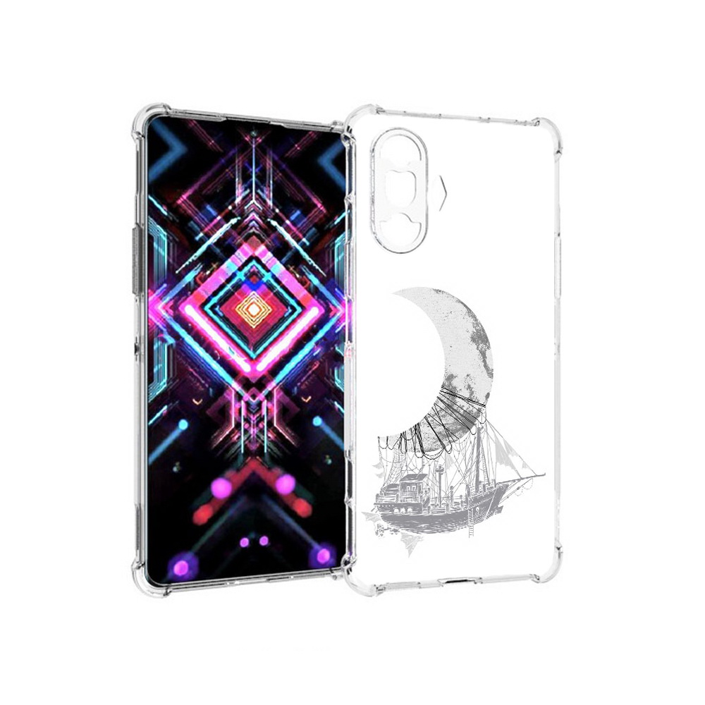 

Чехол MyPads Tocco для Xiaomi Poco F3 GT черно белый корабль полумесяц (PT172450.277.684), Прозрачный, Tocco