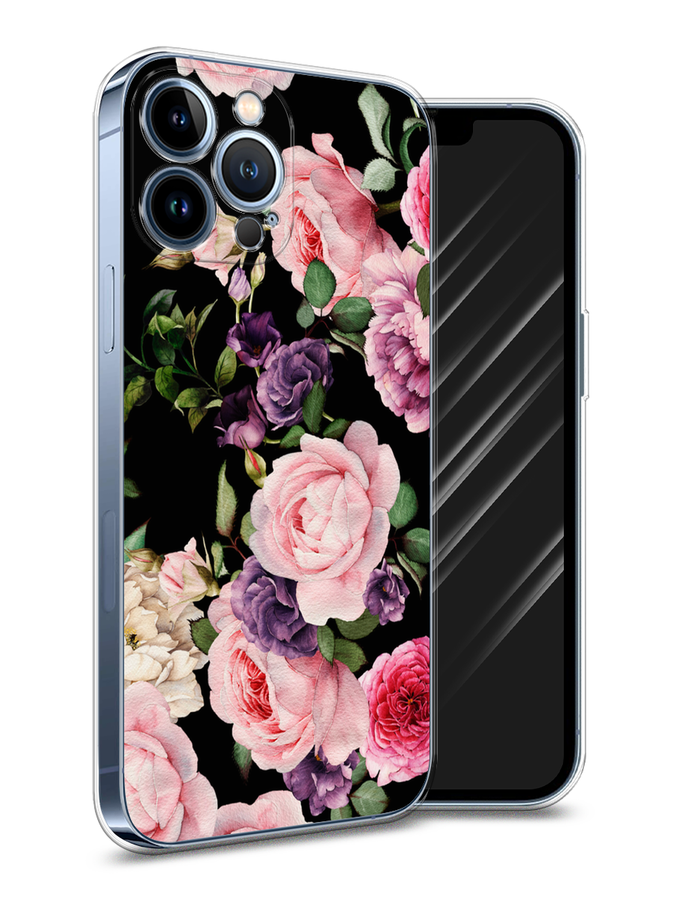

Чехол Awog на Apple iPhone 13 Pro Max / Айфон 13 Pro Max "Пионы на черном", Разноцветный, 14450-8