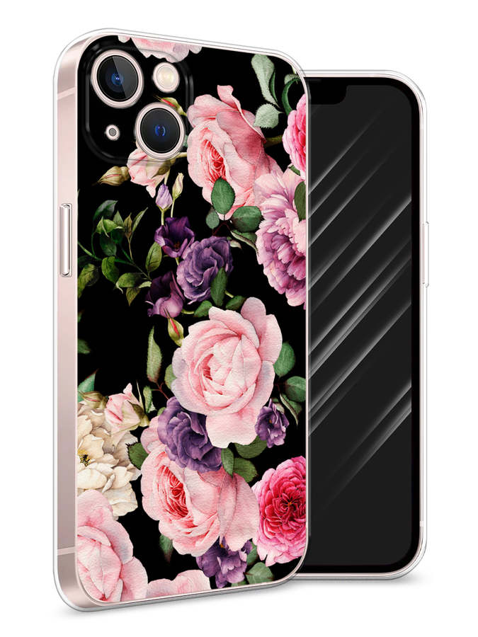 

Чехол Awog на Apple iPhone 13 / Айфон 13 "Пионы на черном", Разноцветный, 14250-8