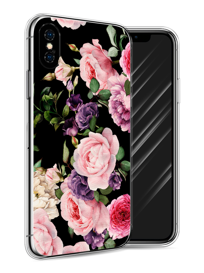 

Чехол Awog на Apple iPhone X (10) / Айфон X (10) "Пионы на черном", Разноцветный, 11050-8
