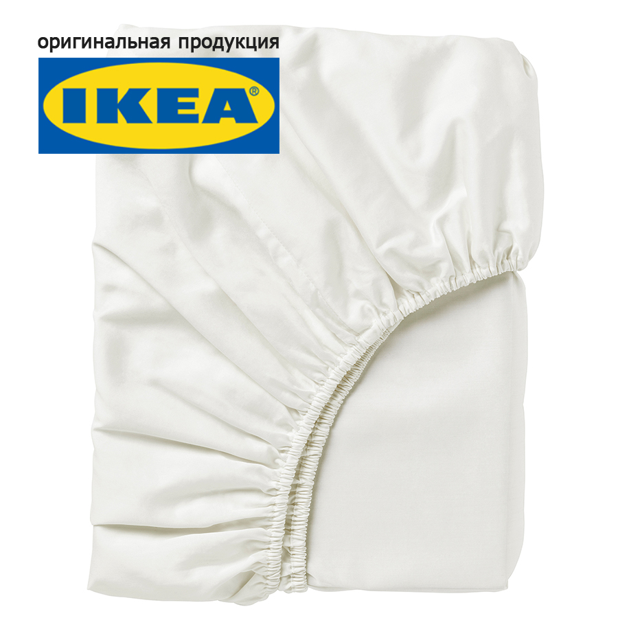 Простыня на резинке 180х200 IKEA УЛЛЬВИДЕ белая, поплин