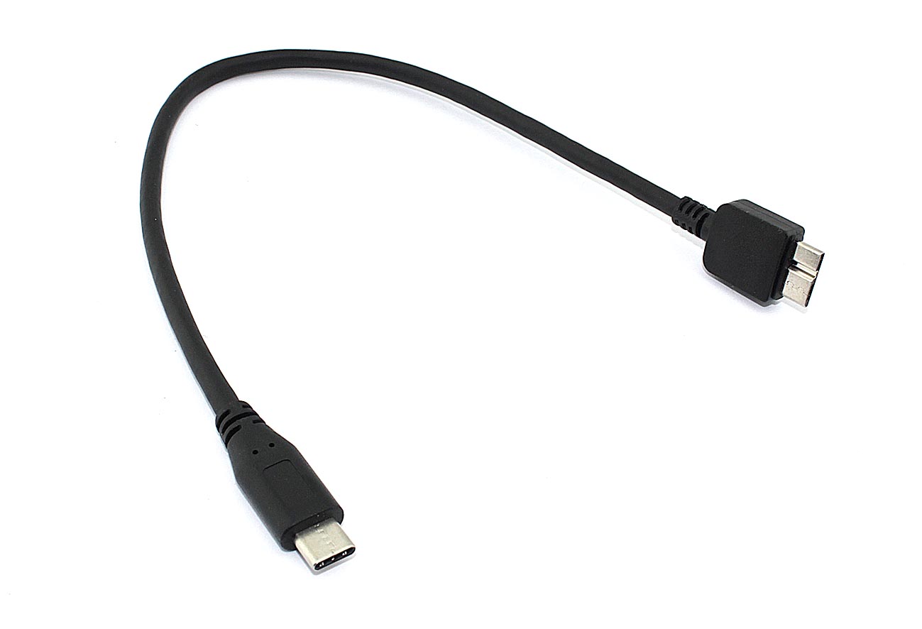 фото Кабель type-c - micro usb type b 25 см, черный nobrand