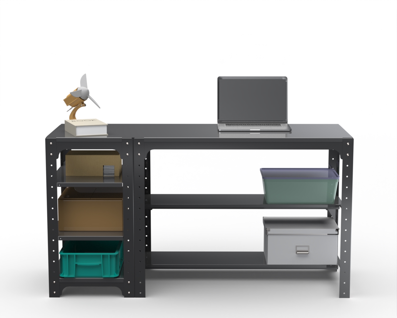 

Стол металлический Metalex 201403 KIT 750х1200х600 с боковыми полками, серый