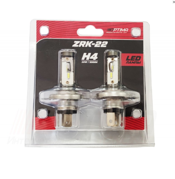 Светодиодная лампа H4 Optima LED ZRK-22, 5500K, 12V, комплект 2 шт.
