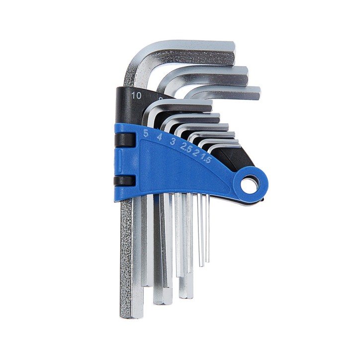 Набор ключей шестигранных Tundra, CrV, 1.5 - 10 мм, 9 шт. набор ударных отверток tundra пластиковая рукоятка ph2 и sl6 х 150 мм